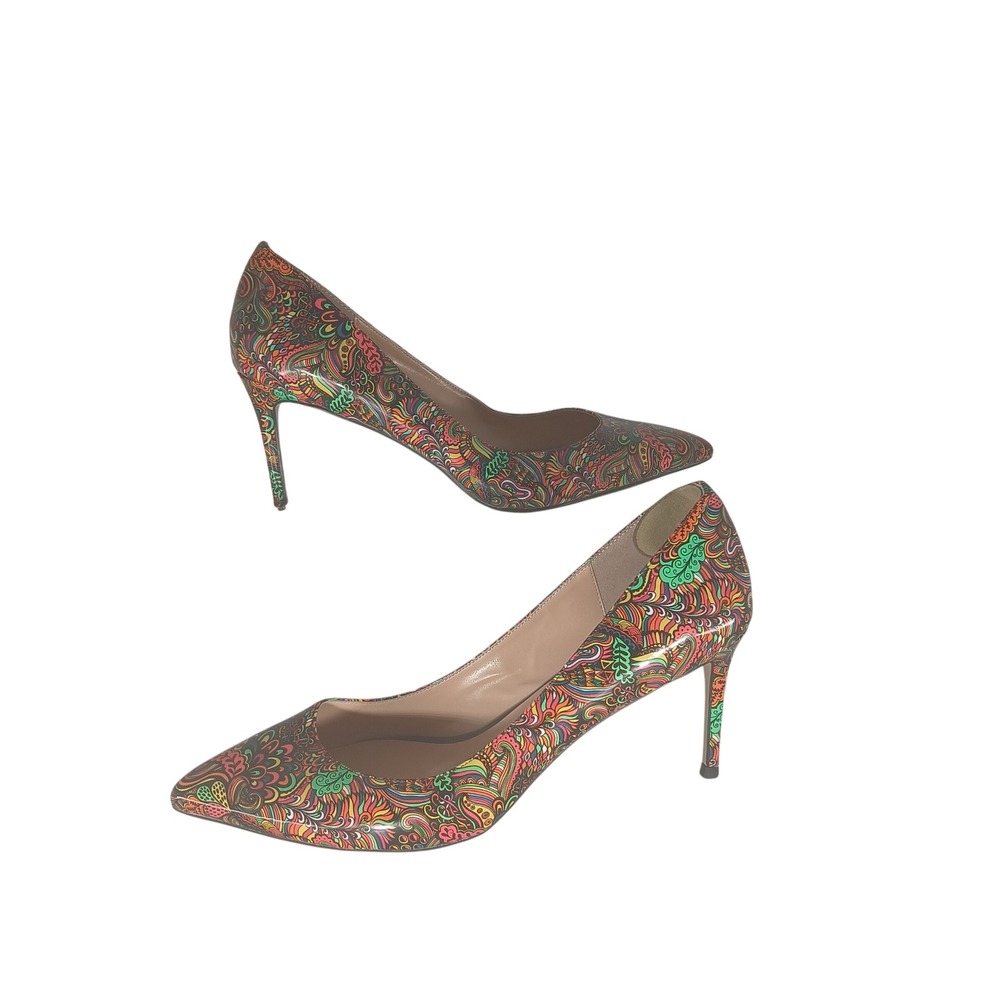 Pointed Toe Pumps 13 Multicolor Psychedelic Paisley Stiletto Heels Dopamine Boho